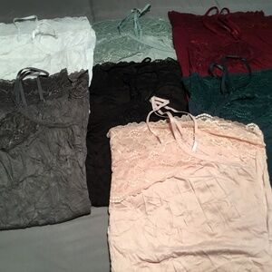 Set of 7 Crinkle Lace Camisoles XXL